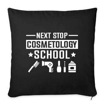 Next stop: Cosmetics school - Sofa pillowcase 17,3'' x 17,3'' (45 x 45 cm) - black - Front