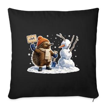 Echidna as snow artist - Sofa pillowcase 17,3'' x 17,3'' (45 x 45 cm) - black - Front