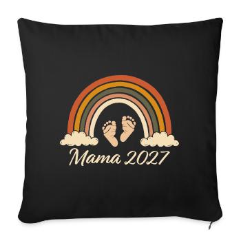 Annonce de grossesse maman 2027 Rainbow - Housse de coussin décorative 45 x 45 cm - noir - Devant
