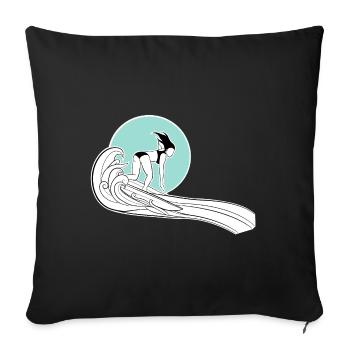 Chemise Surfer Girl avec illustration - Housse de coussin décorative 45 x 45 cm - noir - Devant