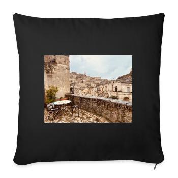 Terraced view of the old town - Sofa pillowcase 17,3'' x 17,3'' (45 x 45 cm) - black - Front