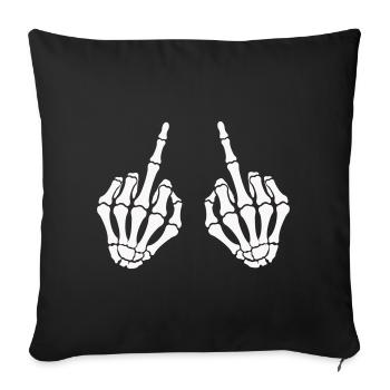Crâne hand_mittelfinger_2 - Housse de coussin décorative 45 x 45 cm - noir - Devant