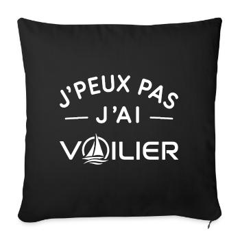 Voilier Humour Cadeau Passionné de Voile - Housse de coussin décorative 45 x 45 cm - noir - Devant