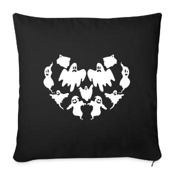 Fantôme du Cœur d’Halloween - Housse de coussin décorative 45 x 45 cm - noir - Devant