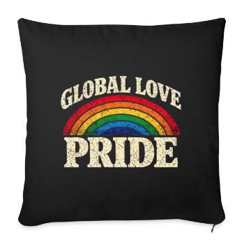 Global Love Pride Regenbogen Vintage T-Shirt  - Sofakissenbezug 45 x 45 cm - Schwarz - Vorne