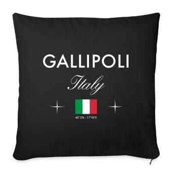 Gallipoli Italy Coordinates Travel Souvenir - Sofa pillowcase 17,3'' x 17,3'' (45 x 45 cm) - black - Front