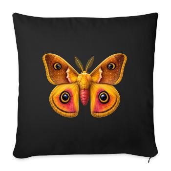 Emperor Moth Saturnia pavonia Cartoon Style - Sofa pillowcase 17,3'' x 17,3'' (45 x 45 cm) - black - Front