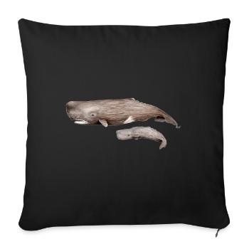 Cachalot - Sperm whale - Sperm whales - Sofa pillowcase 17,3'' x 17,3'' (45 x 45 cm) - black - Front