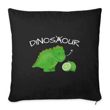 Mignon Dino rencontre Lime - drôle Dinosaur - Housse de coussin décorative 45 x 45 cm - noir - Devant