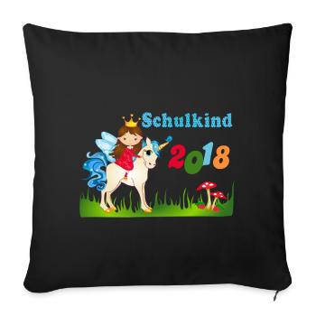 Schoolchild 2018 school unicorn girl - Sofa pillowcase 17,3'' x 17,3'' (45 x 45 cm) - black - Front