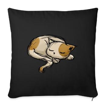 Dessin de coup de chat de sommeil - Housse de coussin décorative 45 x 45 cm - noir - Devant