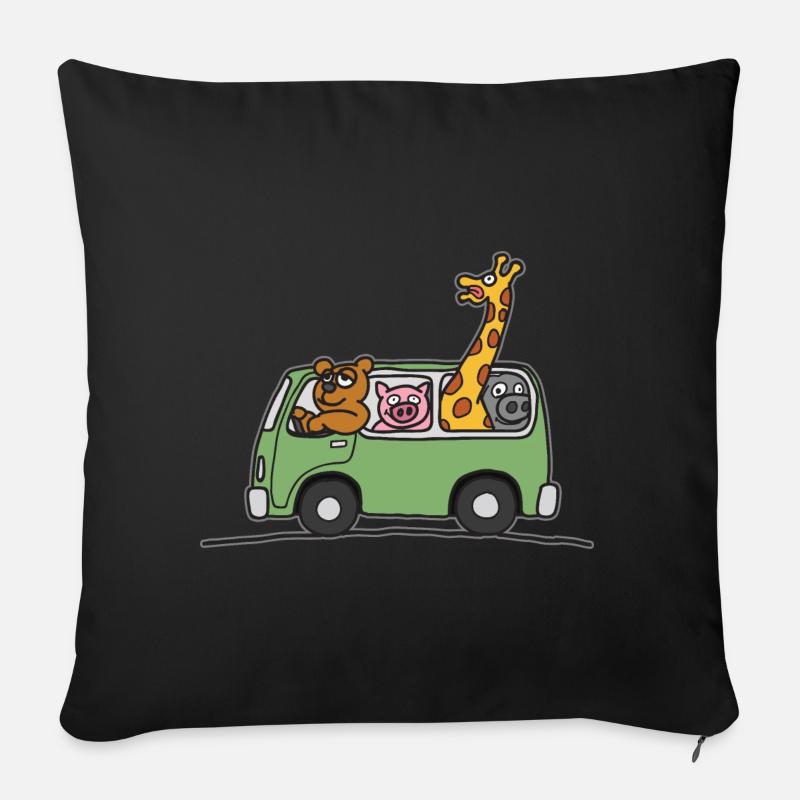 Tier Zoo Bus Kinder T Shirt - Sofakissenbezug 45 x 45 cm - Schwarz