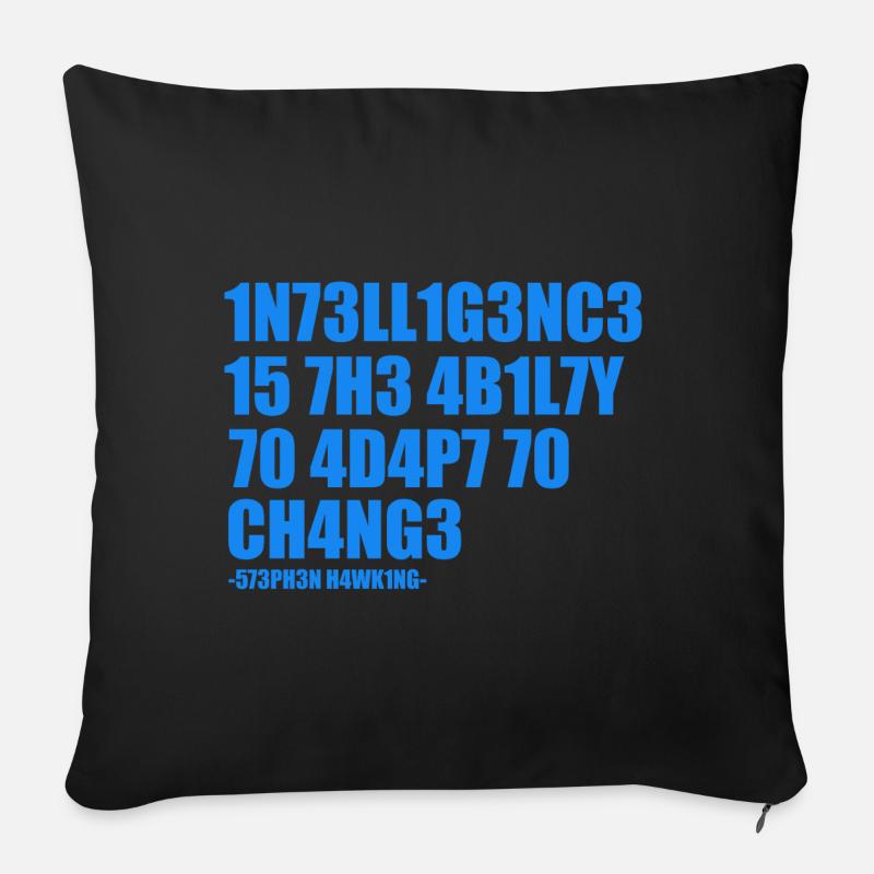 Stephen Hawking citation de renseignement - Housse de coussin décorative 45 x 45 cm - noir