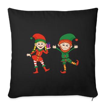 Elfes de Noël Elfes Elfes Noël Noël - Housse de coussin décorative 45 x 45 cm - noir - Devant