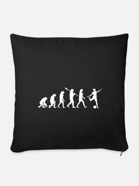 Evolution Fussball Frau Geschenkidee - Sofakissenbezug 45 x 45 cm - Schwarz