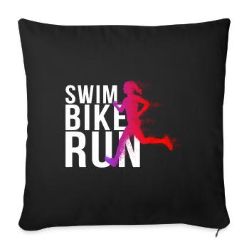 Triathlon - Swim Bike Run Frau - Sofakissenbezug 45 x 45 cm - Schwarz - Vorne