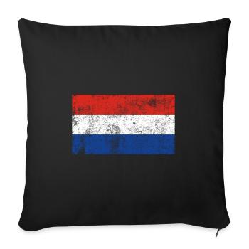Flag Netherlands Flag Grunge Retro Vintage - Sofa pillowcase 17,3'' x 17,3'' (45 x 45 cm) - black - Front