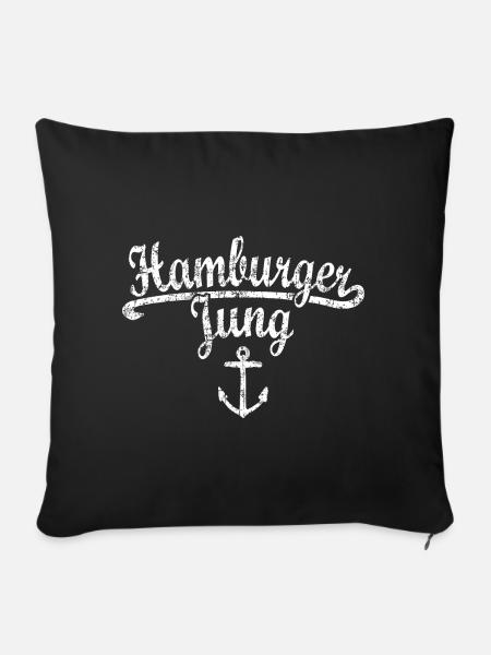Hamburger Jung Klassik (Vintage Weiss) Hamburg - Sofakissenbezug 45 x 45 cm - Schwarz