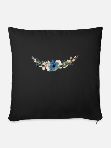 Fleurs aquarelles - Housse de coussin décorative 45 x 45 cm - noir