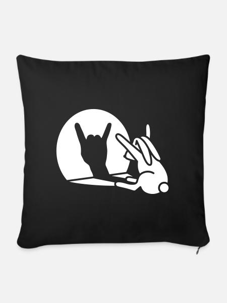 Lustige Kaninchen Schatten Hand Cartoon ROCK Musik METAL - Sofakissenbezug 45 x 45 cm - Schwarz