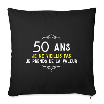 anniversaire 50 ans cadeau humour - Housse de coussin décorative 45 x 45 cm - noir - Devant