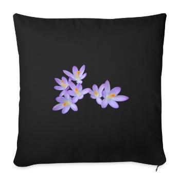 Purple spring flowers (crocus) - Sofa pillowcase 17,3'' x 17,3'' (45 x 45 cm) - black - Front