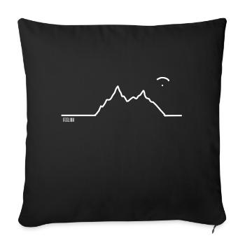 Parapente montagnes parapente minimaliste - Housse de coussin décorative 45 x 45 cm - noir - Devant