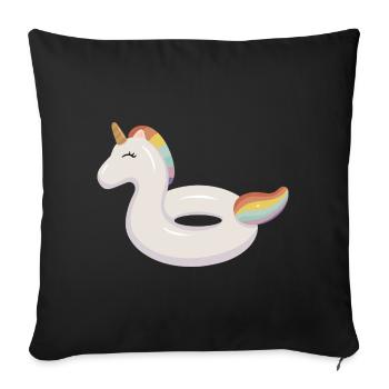 Symbole licorne Animal aquatique - Housse de coussin décorative 45 x 45 cm - noir - Devant