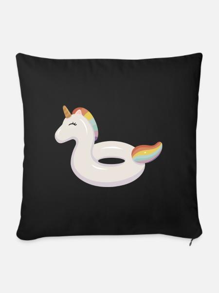 Einhorn Symbol Wassertier - Sofakissenbezug 45 x 45 cm - Schwarz