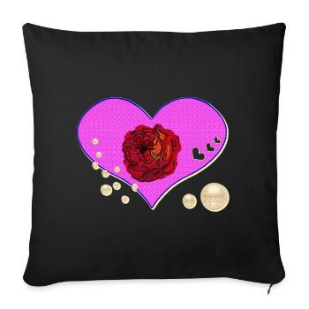 rosen design, Herzmuster Perlen - Sofakissenbezug 45 x 45 cm - Schwarz - Vorne