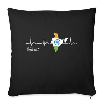 Bharat Heartbeat J’aime le drapeau de l’Inde - Housse de coussin décorative 45 x 45 cm - noir - Devant