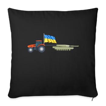 ukrainian tractor pulling tank Farmer ukrainian - Sofa pillowcase 17,3'' x 17,3'' (45 x 45 cm) - black - Front