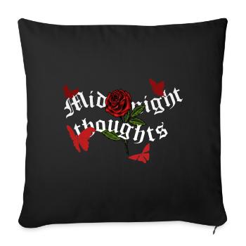 Red Butterflies & Rose "Midnight thoughts" - Sofa pillowcase 17,3'' x 17,3'' (45 x 45 cm) - black - Front