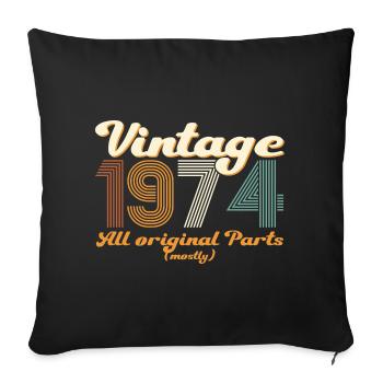 Original vintage 1974 48th birthday gift - Sofa pillowcase 17,3'' x 17,3'' (45 x 45 cm) - black - Front