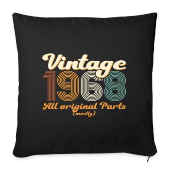 Cadeau original vintage 1968 54ème anniversaire - Housse de coussin décorative 45 x 45 cm - noir - Devant