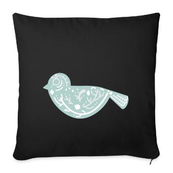 T-shirt Joyeux Oiseau de Noël - Housse de coussin décorative 45 x 45 cm - noir - Devant