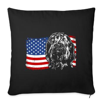 Briard America Flag Dogs Wilsigns - Housse de coussin décorative 45 x 45 cm - noir - Devant