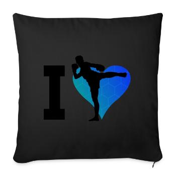 Boxe Thaïlandaise Boxeur Thaïlandais Femmes Thaiboxing Hommes - Housse de coussin décorative 45 x 45 cm - noir - Devant