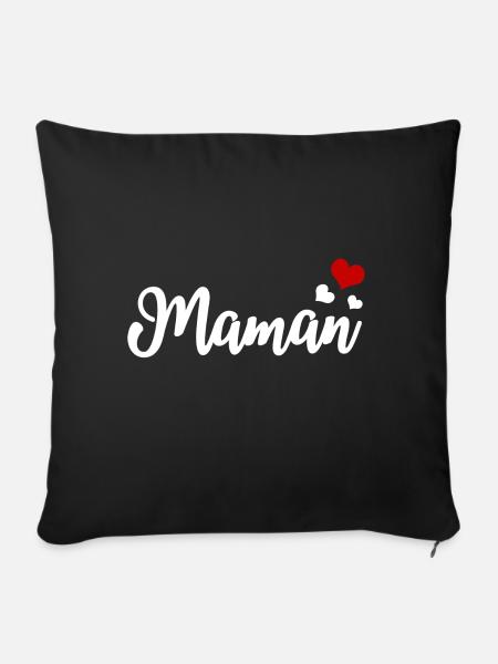 Maman Herzen - Sofakissenbezug 45 x 45 cm - Schwarz