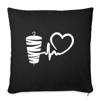 Kebab Lover Kebab Grill Heart - Sofa pillowcase 17,3'' x 17,3'' (45 x 45 cm) - black - Front