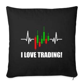 I Love Trading Heartbeat Chart for Day Trader - Sofa pillowcase 17,3'' x 17,3'' (45 x 45 cm) - black - Front
