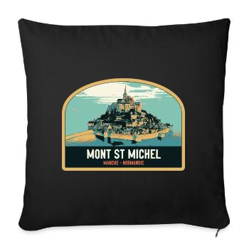 Panoramic illustration of Mont Saint Michel - Sofa pillowcase 17,3'' x 17,3'' (45 x 45 cm) - black - Front