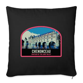 Château de Chenonceau, Vallée de la Loire, France - Housse de coussin décorative 45 x 45 cm - noir - Devant