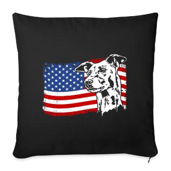 Greyhound America Flag Greyhound Dogs Wilsigns - Housse de coussin décorative 45 x 45 cm - noir - Devant