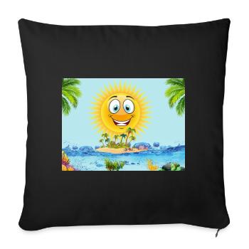Sunny Island Cartoon Sun - Sofa pillowcase 17,3'' x 17,3'' (45 x 45 cm) - black - Front