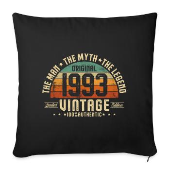 1993 Vintage Born Man Myth Legend - Housse de coussin décorative 45 x 45 cm - noir - Devant