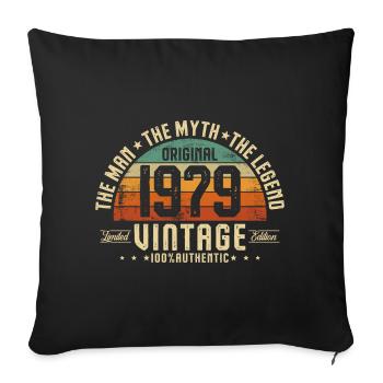 1979 Vintage Born Man Myth Legend - Sofa pillowcase 17,3'' x 17,3'' (45 x 45 cm) - black - Front