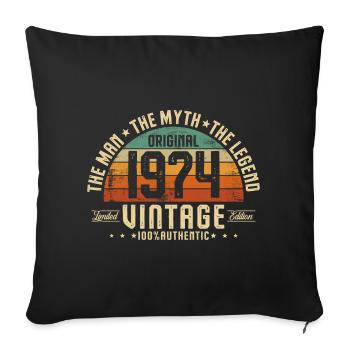 1974 Vintage Born Man Myth Legend - Sofa pillowcase 17,3'' x 17,3'' (45 x 45 cm) - black - Front