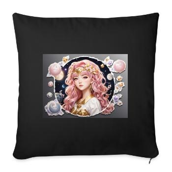 fille aux cheveux roux - Housse de coussin décorative 45 x 45 cm - noir - Devant