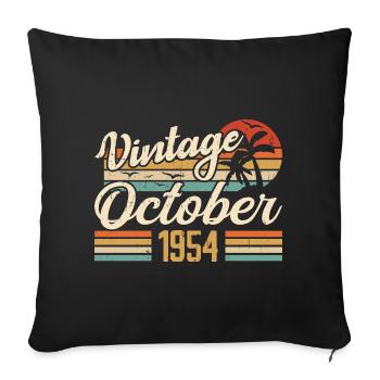 October 1954 Anniversary Gift - 1954 - Sofa pillowcase 17,3'' x 17,3'' (45 x 45 cm) - black - Front